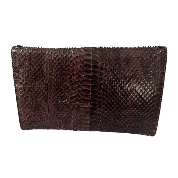Authentic Snakeskin Clutch Brown NWOT Handbag Purse - Picture 3 of 6